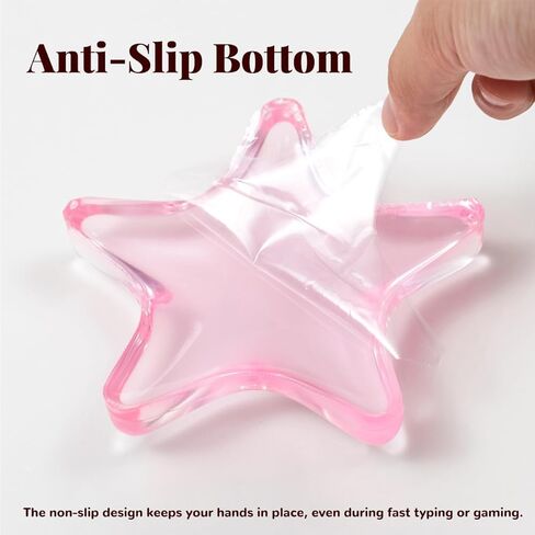 Gel Mouse Wrist Rest, Pink Clear Star Silicone Mouse Wrist Rest Pad, Ergonomic Cute Mouse Wrist Support Arm Support Rest Pad, Typing Pain Relief, Comfort & Support for Typing and Gaming in Kuwait