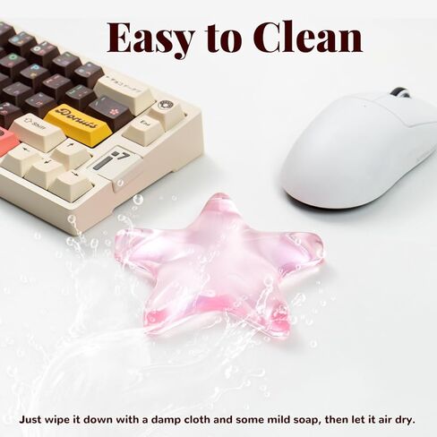 Gel Mouse Wrist Rest, Pink Clear Star Silicone Mouse Wrist Rest Pad, Ergonomic Cute Mouse Wrist Support Arm Support Rest Pad, Typing Pain Relief, Comfort & Support for Typing and Gaming in Kuwait