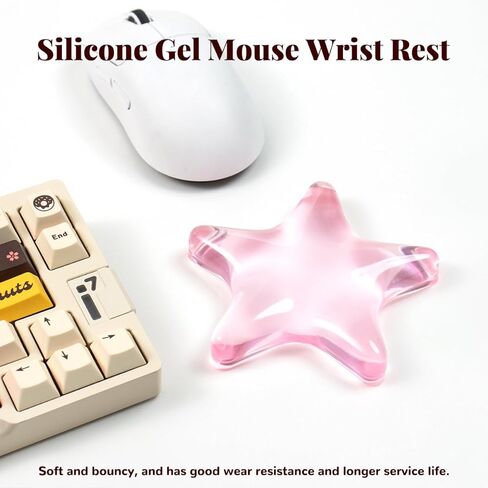 Gel Mouse Wrist Rest, Pink Clear Star Silicone Mouse Wrist Rest Pad, Ergonomic Cute Mouse Wrist Support Arm Support Rest Pad, Typing Pain Relief, Comfort & Support for Typing and Gaming in Kuwait