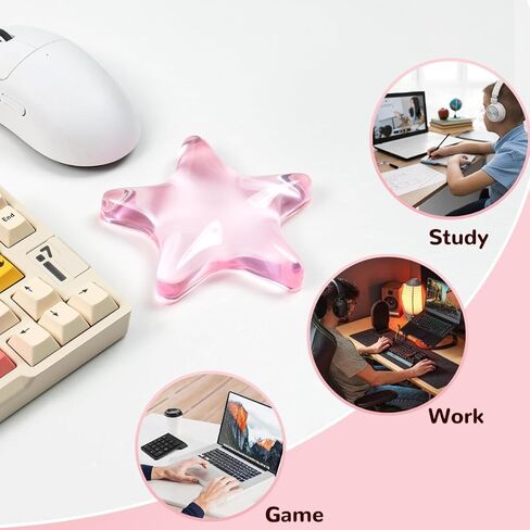 Gel Mouse Wrist Rest, Pink Clear Star Silicone Mouse Wrist Rest Pad, Ergonomic Cute Mouse Wrist Support Arm Support Rest Pad, Typing Pain Relief, Comfort & Support for Typing and Gaming in Kuwait