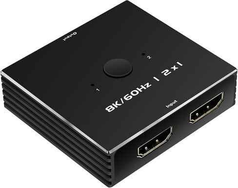 HDMI Switch 4K 120Hz 2 in 1 Out 2 Port Switch 1 شاشات 2 أجهزة الكمبيوتر 2K 144Hz مفاتيح مفاتيح مراقبة HDMI2.1 8K 60Hz Daoistek in Kuwait