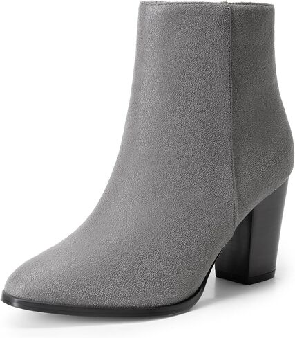 DREAM PAIRS Women's Ankle Boots Chunky Block Heel Booties | Pointed Toe 3-inch Block Heel Dress Booties, Vintage Fashion Short Boots for Office Work Daily Occasions in Saudi Arabia