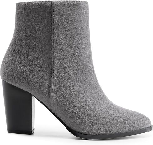 DREAM PAIRS Women's Ankle Boots Chunky Block Heel Booties | Pointed Toe 3-inch Block Heel Dress Booties, Vintage Fashion Short Boots for Office Work Daily Occasions in Saudi Arabia