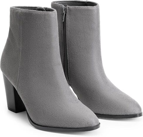 DREAM PAIRS Women's Ankle Boots Chunky Block Heel Booties | Pointed Toe 3-inch Block Heel Dress Booties, Vintage Fashion Short Boots for Office Work Daily Occasions in Saudi Arabia
