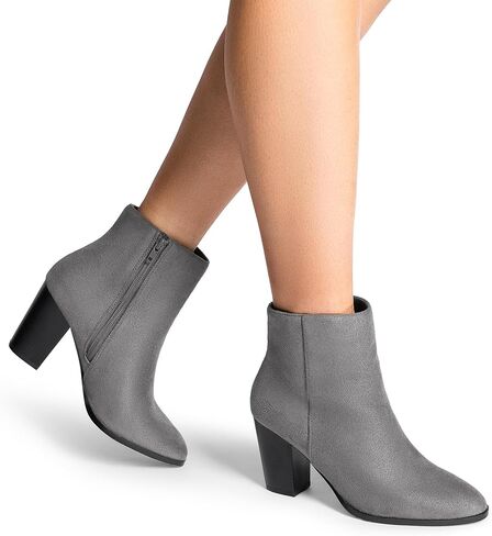 DREAM PAIRS Women's Ankle Boots Chunky Block Heel Booties | Pointed Toe 3-inch Block Heel Dress Booties, Vintage Fashion Short Boots for Office Work Daily Occasions in Saudi Arabia