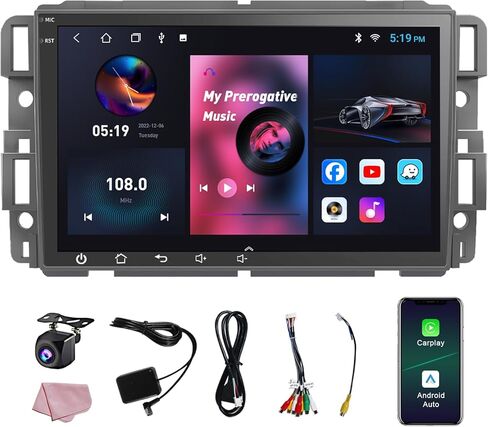 ستيريو سيارة لسيارة شيفروليه تشيفي 2007-2012 مع CarPlay Android Auto 2+32G، Android 12 8 بوصة HD شاشة لمس بلوتوث مشغل راديو السيارة مع كاميرا احتياطية، ملاحة GPS، AM/FM/RDS، AUX، Hi-Fi in Kuwait