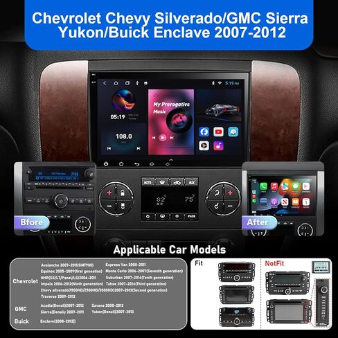 ستيريو سيارة لسيارة شيفروليه تشيفي 2007-2012 مع CarPlay Android Auto 2+32G، Android 12 8 بوصة HD شاشة لمس بلوتوث مشغل راديو السيارة مع كاميرا احتياطية، ملاحة GPS، AM/FM/RDS، AUX، Hi-Fi in Kuwait