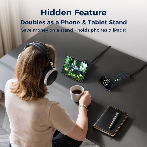 قطاع طاقة الحامي للارتداد مع شحن مستهل-6.56 قدمًا سلك سلك سلك محمول مع 4 منفذ 4 Smart USB A Port 2 USB C وحامل الهاتف للتنقل في المنزل in Saudi Arabia