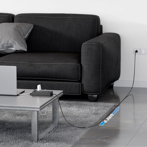 قطاع طاقة الحامي للارتداد مع شحن مستهل-6.56 قدمًا سلك سلك سلك محمول مع 4 منفذ 4 Smart USB A Port 2 USB C وحامل الهاتف للتنقل في المنزل in Saudi Arabia