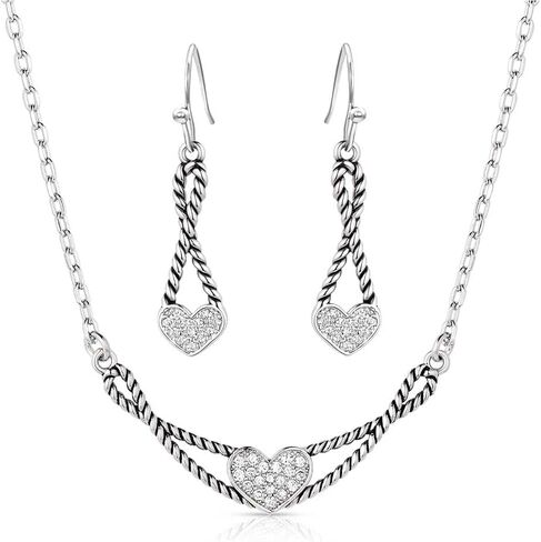Montana Silversmiths Women's Western Inspired Heart Jewelry Set (Flirty Love Crystal Rope) in Saudi Arabia