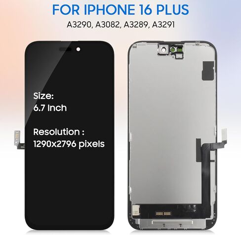 شاشة TFT LCD لاستبدال شاشة iPhone 16 Plus ، 6.7 بوصة FHD لـ iPhone 16 Plus LCD Display Touch Digitizer Assembly A3290 ، A3082 ، A3289 ، A3291 مع مجموعة أدوات ، Glass. in Kuwait