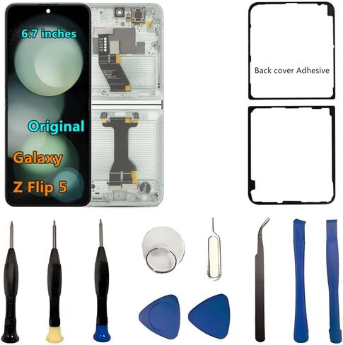 6.7" Original AMOLED for Samsung Galaxy Z Flip 5 Screen Replacement Z Flip5 5G SM-F731U SM-F731U1 Inner Foldable Display Touch Screen Digitizer Assembly. (with Black Frame+Back Cover Adhesive+Tools) in Kuwait