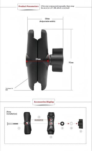 ذراع المقبس المزدوج متعدد الأغراض-مشبك شاق 360 درجة قابل للتعديل ، لتكوين 1 بوصة ، تصاعد عالمي (صغير) in Kuwait