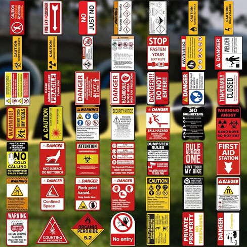 ملصقات تحذير 75 PCS ، ملصقات علامة تحذير هفوة مقاومة للماء ، ملصق تحذير فينيل ، شارات حلقة دانج لافتات الخطر الدائمة للكمبيوتر المحمول ، زجاجة ماء ، سكرابوكينغ in Kuwait