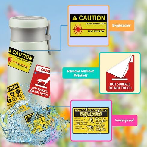 ملصقات تحذير 75 PCS ، ملصقات علامة تحذير هفوة مقاومة للماء ، ملصق تحذير فينيل ، شارات حلقة دانج لافتات الخطر الدائمة للكمبيوتر المحمول ، زجاجة ماء ، سكرابوكينغ in Kuwait