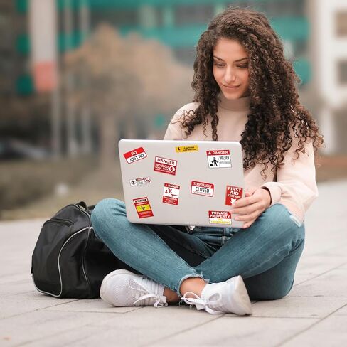 ملصقات تحذير 75 PCS ، ملصقات علامة تحذير هفوة مقاومة للماء ، ملصق تحذير فينيل ، شارات حلقة دانج لافتات الخطر الدائمة للكمبيوتر المحمول ، زجاجة ماء ، سكرابوكينغ in Kuwait