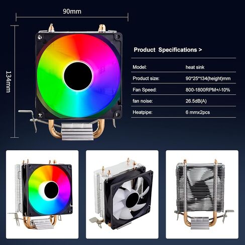HD290 CPU هواء مبرد ، أنابيب حرارة مطلي بالنيكل ، تمكين مروحة الترتيب الألومنيوم 90 ملم و RGB ، لـ AMD AM4/AM5/Intel LGA 1150/1151/1155/1200/1700/1851 in Kuwait