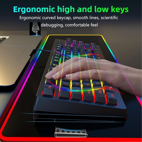 Zunate Mechanical Keyboard, Wired Gaming Keyboard 87 Keys RGB Rainbow Backlit Compact Two Color Injection Keycaps Gaming Keyboard for PC Computer in Saudi Arabia