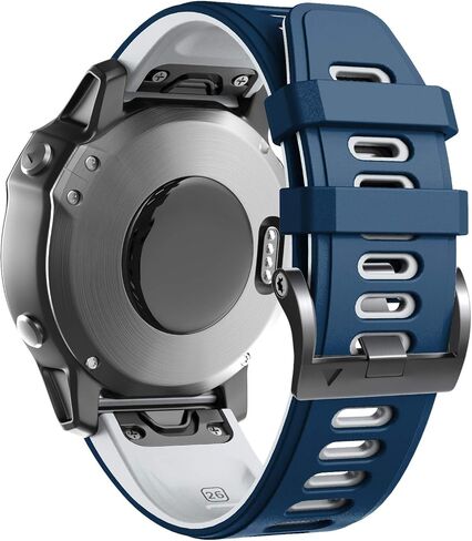 Ancool for Fenix ​​6x Pro Watch Band/Fenix ​​5x Watch Band/Fenix ​​7X Watch Band 26mm Silicone Band for Fenix ​​8 51mm/6x/5x Plus/7x Pro (Dark Blue-White) in Kuwait
