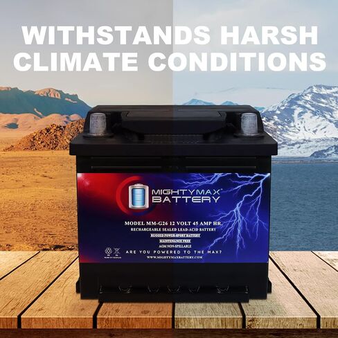 Mighty Max Battery MM-G26 GROUP 26 12V 45AH 80RC 540CCA PRASEMENT BUTTION in Kuwait
