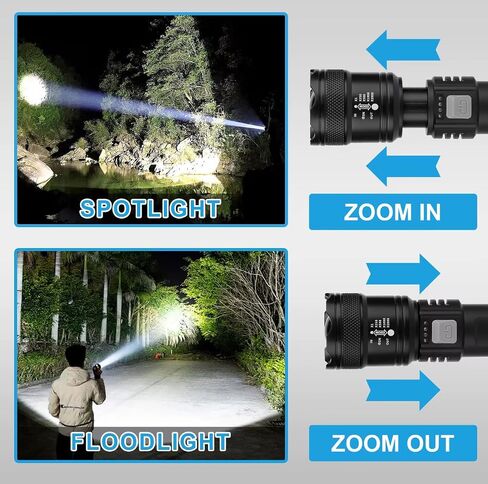 USB-C Rechargeable Tactical Flashlight – Ultra-Bright LED, Adjustable Zoom, Compact & Lightweight, Waterproof Torch for Camping, Car, Hiking, Emergency Survival Kits in Saudi Arabia