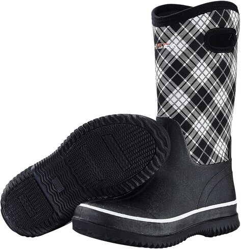 HISEA Women Mud Boots Waterproof Mid Calf Neoprene Rubber Rain Boots | Insulated Farm Boots for Barn Chicken Coop Garden Chore Yard Outdoor Work in Saudi Arabia
