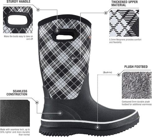 HISEA Women Mud Boots Waterproof Mid Calf Neoprene Rubber Rain Boots | Insulated Farm Boots for Barn Chicken Coop Garden Chore Yard Outdoor Work in Saudi Arabia