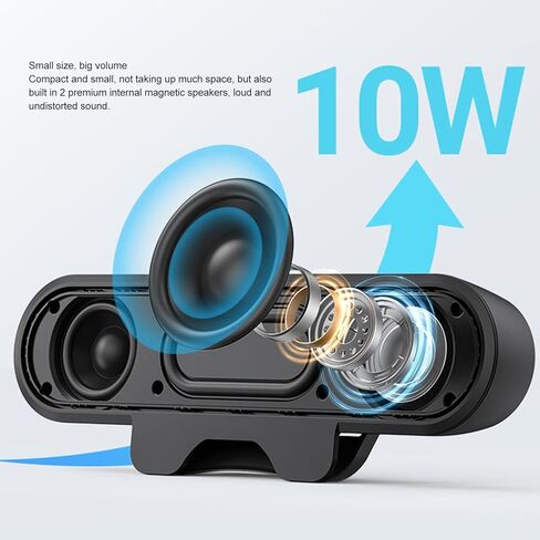مكبرات الصوت Gowenic Computer ، صوت استريو 10W مع محول USB A إلى C والتحكم في مستوى الصوت ، حاملة المشبك للكمبيوتر الشخصي والكمبيوتر المحمول in Saudi Arabia