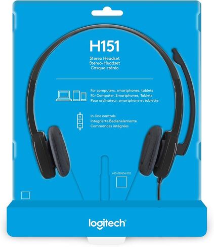 Logitech 981-000587 3.5 mm Analog Stereo Headset H151 with Boom Microphone - Black (Renewed) in Saudi Arabia