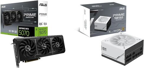 حزمة ASUS SFF Prime Geforce RTX ™ 5070 OC Edition 12GB GDDR7 Card + ASUS PRIEM 750W GOLD (ATX 3.0 متوافق مع إمدادات الطاقة المعيارية بالكامل ، 80+ معتمد من الذهب) in Saudi Arabia