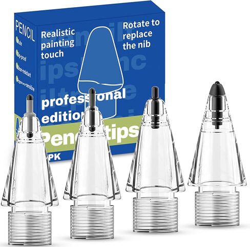 Upgraded Replacement Pencil Tips for Apple Pencil Pro/ 1st Gen/ 2nd Gen/USB-C, New Soft Refill & POM Nibs with Case for iPad Pro - 4 Pack, Transparent in Saudi Arabia
