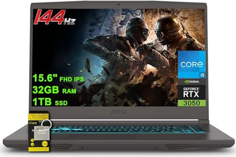 MSI Thin 15 Gaming Laptop 15.6" FHD IPS 144Hz Intel 8-core i5-13420H (Beats i7-11800H) 32GB RAM 1TB SSD GeForce RTX 3050 Backlit USB-C Win11 w/ICP Hub in Saudi Arabia