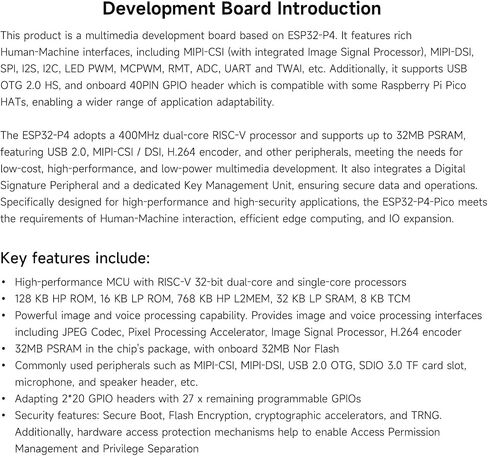 Waveshare ESP32-P4-Pico High-Performance Development Board, Featuring ESP32-P4, RISC-V Dual-Core and Single-Core Processors, and Advanced Human-Machine Interfaces, Board Only in Saudi Arabia