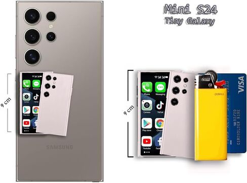 Mini Galaxy S24 Ultra Smartphone, Smallest S24 Ultra Android in The World! Micro 3-Inch Touch Screen, 2GB/16GB, Compact Pocket 4G LTE Mobile Phone for Children, Teenagers Tiny Samsung S24 Lookalike in Kuwait