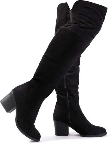 katliu Women's Thigh High Boots Sexy Stacked Block Heel Boots Over the Knee in Kuwait