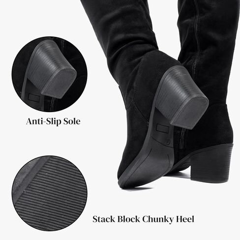 katliu Women's Thigh High Boots Sexy Stacked Block Heel Boots Over the Knee in Kuwait
