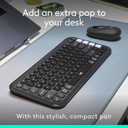 Logitech Pop Icon Combo ، لوحة مفاتيح Bluetooth وسرد الماوس ، كتابة مريحة ، مفاتيح وأزرار قابلة للبرمجة ، نقرات هادئة ، تبديل سهلة ما يصل إلى 3 أجهزة-الجرافيت والأبيض (متجدد) in Kuwait