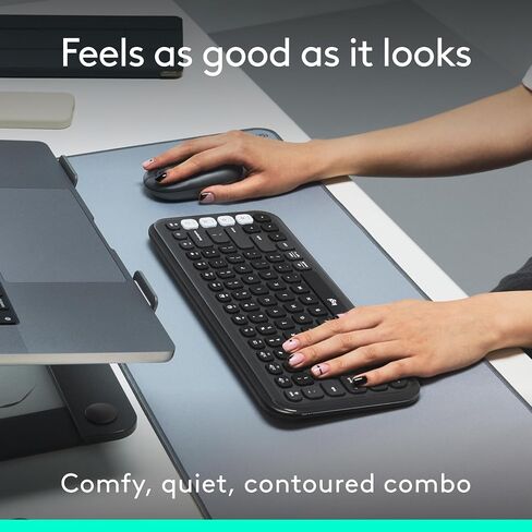 Logitech Pop Icon Combo ، لوحة مفاتيح Bluetooth وسرد الماوس ، كتابة مريحة ، مفاتيح وأزرار قابلة للبرمجة ، نقرات هادئة ، تبديل سهلة ما يصل إلى 3 أجهزة-الجرافيت والأبيض (متجدد) in Kuwait