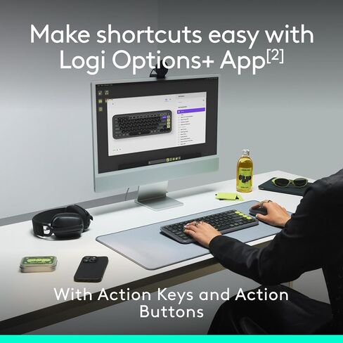 Logitech Pop Icon Combo ، لوحة مفاتيح Bluetooth وسرد الماوس ، كتابة مريحة ، مفاتيح وأزرار قابلة للبرمجة ، نقرات هادئة ، تبديل سهلة ما يصل إلى 3 أجهزة-الجرافيت والأبيض (متجدد) in Kuwait