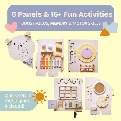 Sensory Wall Panel for Kids – Toddler Learning Activity Center - Emotional Development & Fine Motor Skills – Toddler Learning Activity Center- Busy board Montessori toys in Saudi Arabia