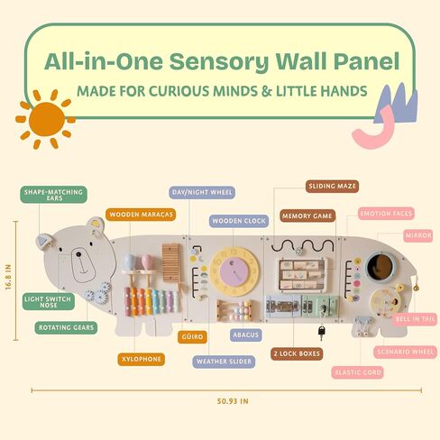 Sensory Wall Panel for Kids – Toddler Learning Activity Center - Emotional Development & Fine Motor Skills – Toddler Learning Activity Center- Busy board Montessori toys in Saudi Arabia