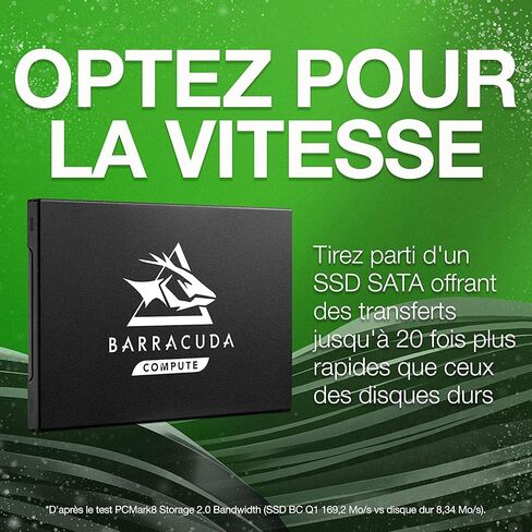 Seagate Barracuda Q1 SSD 480 GB محرك الحالة الصلبة الداخلية - 2.5 بوصة SATA 6 جيجابايت/ثانية لترقية الكمبيوتر المحمول 3D QLC NAND (ZA480CV1A001) ، أسود in Saudi Arabia