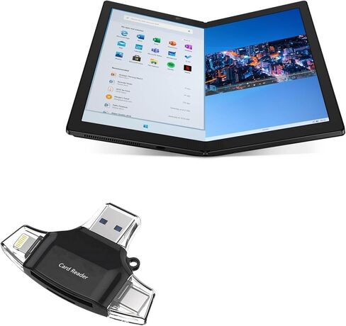 أداة BoxWave Smart متوافقة مع Lenovo ThinkPad X1 Fold - AllReader SD Card Reader ، MicroSD Card Reader SD Compact USB - Jet Black in Kuwait