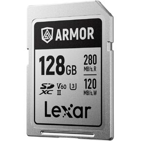 بطاقة Lexar Armor Silver Pro 128GB UHS-II SDXC ، الفولاذ المقاوم للصدأ ، C10 U3 V60 in Kuwait