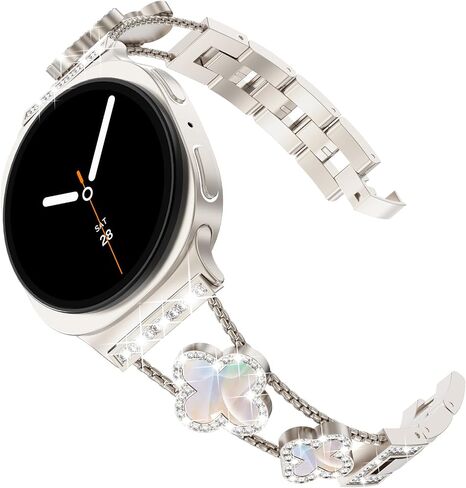 متوافق مع Samsung Galaxy Watch 8 40mm/44mm/Classic 46mm 2025 ، No Gap Diamond Band Band Barband Clover Band Band for Galaxy Watch8 Women in Kuwait