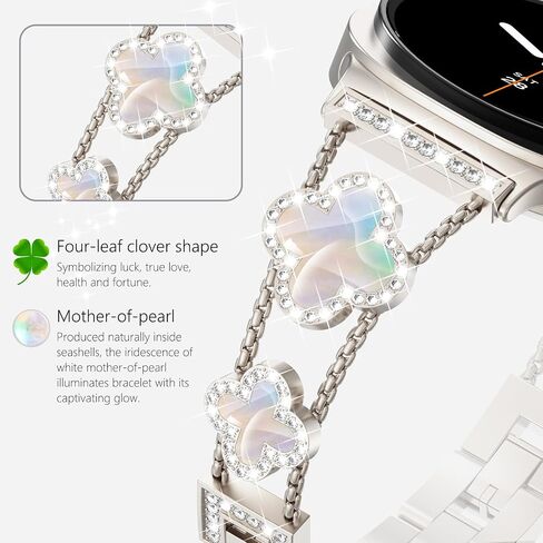 متوافق مع Samsung Galaxy Watch 8 40mm/44mm/Classic 46mm 2025 ، No Gap Diamond Band Band Barband Clover Band Band for Galaxy Watch8 Women in Kuwait