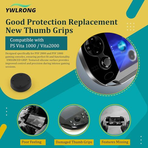 6PCS Thumbsticks for PS Vita PSV 2000 2001 Thumb Stick Grip Analog Silicone Joystick Caps Cover Accessories Replacement Protective case in Saudi Arabia