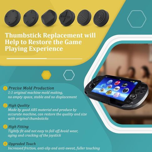 6PCS Thumbsticks for PS Vita PSV 2000 2001 Thumb Stick Grip Analog Silicone Joystick Caps Cover Accessories Replacement Protective case in Saudi Arabia