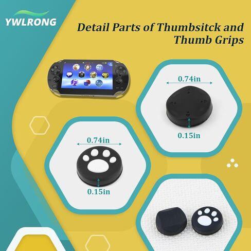 6PCS Thumbsticks for PS Vita PSV 2000 2001 Thumb Stick Grip Analog Silicone Joystick Caps Cover Accessories Replacement Protective case in Saudi Arabia