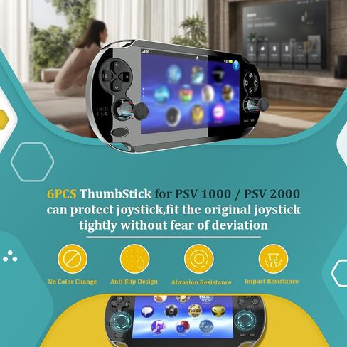 6PCS Thumbsticks for PS Vita PSV 2000 2001 Thumb Stick Grip Analog Silicone Joystick Caps Cover Accessories Replacement Protective case in Saudi Arabia